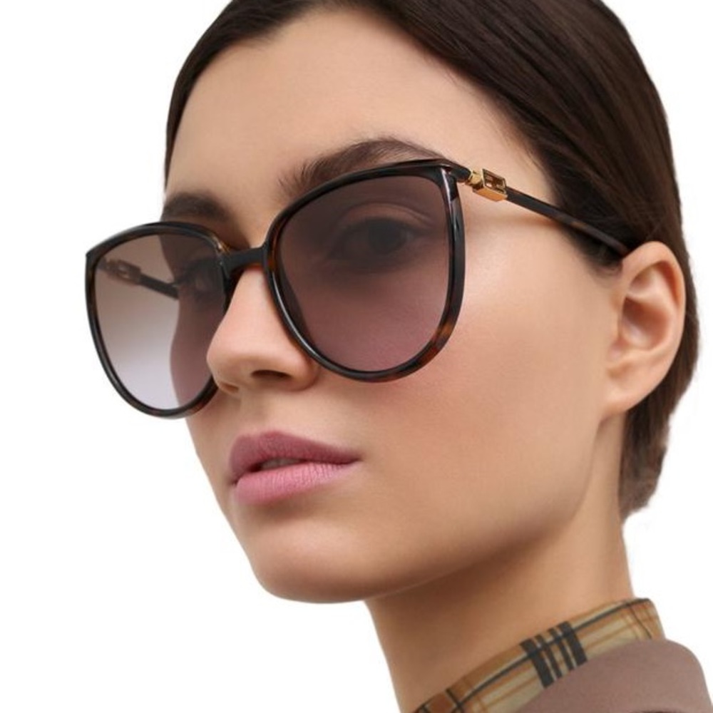 New Fendi Black/ Brown Ff0432 Oversized Cat Eye Sunglass
